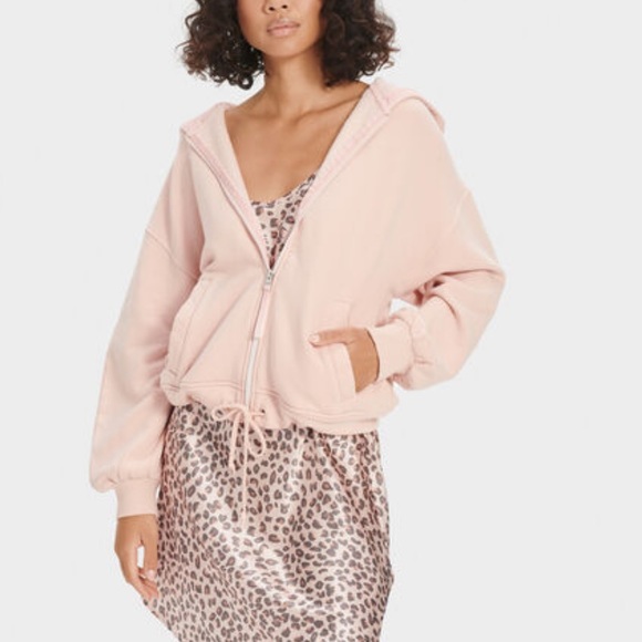 UGG ABBI HALF MOON SLEEVE ROSEWATER HOODIE NWT - Picture 1 of 14